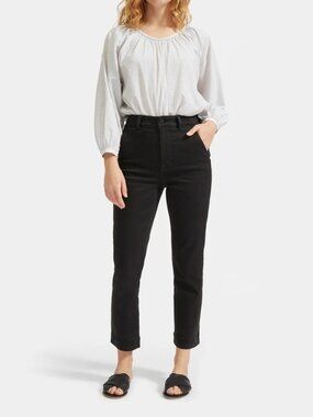 Everlane The Slim Leg Crop Pants Washed Black High Rise Tapered Ankle Size 4